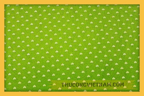 Vải nỉ họa tiết trái tim 06 màu xanh chuối